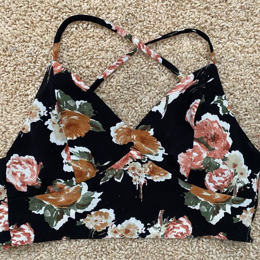Open Back Floral Crop Top